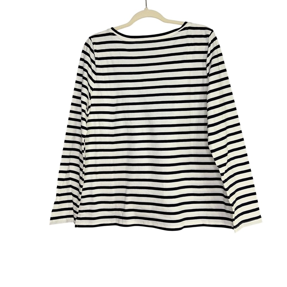 Talbots Women's Navy White Striped Owl Applique Cotton Long Sleeve Top L NEW - Picture 9 of 9